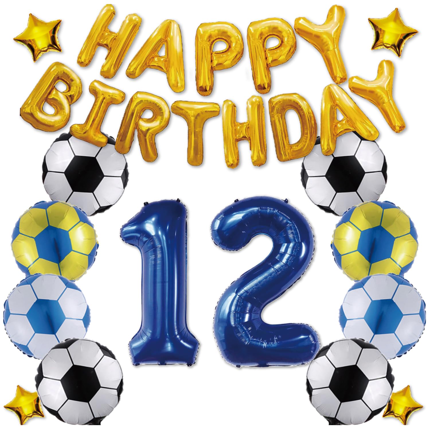 サッカー選手飾り Amazon | 【風船屋】12歳 サッカー 特大数字 バルーン